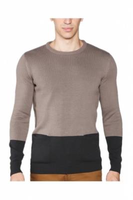 Men's Cotton Colour Block Pullover w Pockets
